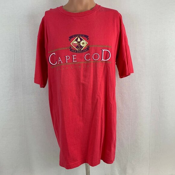 Vintage Cape Cod T Shirt Mens Size L Pink Massachusetts New England Made USA 90s - Picture 2 of 4